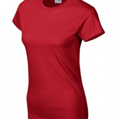 SKT044 red 040 short sleeved women' s round neck collar t-shirt 76000L pure color plain colour women' s tee high breathable tshirts tshirt price supplier company 45 degree